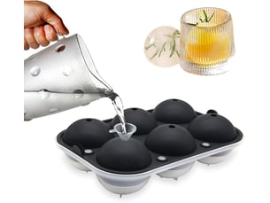 Bacs à glaçons ronds avec entonnoir - 6 grandes boules de glaçons de 6,35 cm