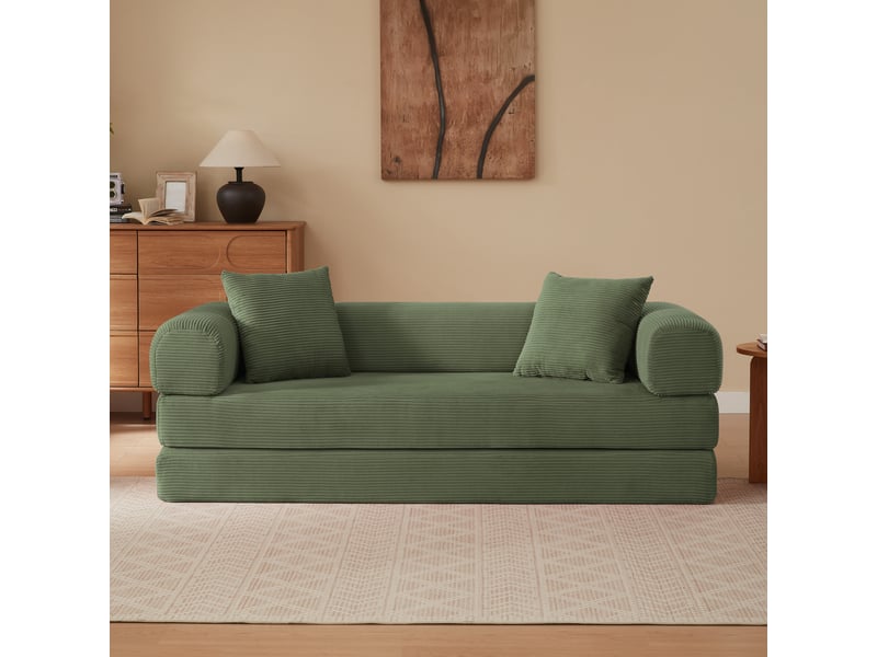  Canapé modulable convertible 195x89x59 cm couleur verte 3 places  - Conforama E