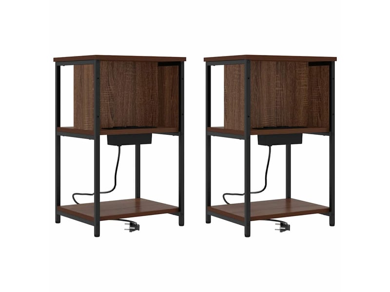 Table de chevet - cabinet de chevet - table de nuit 2 pièces chêne brun 38 x 31 x 61 cm - Conforama A