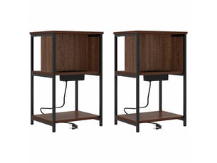 Table de chevet - cabinet de chevet - table de nuit 2 pièces chêne brun 38 x 31 x 61 cm