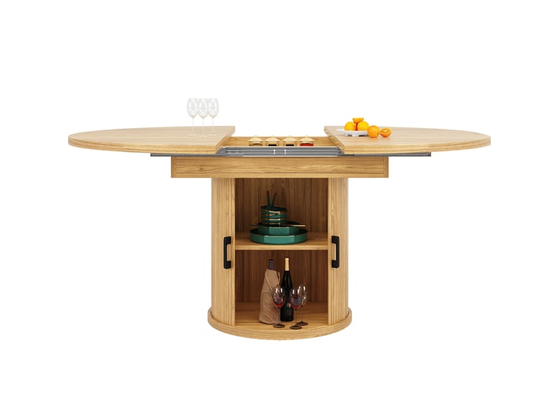  Table à manger extensible ronde à ovale 118-158 cm, mdf naturel, 6 personnes  - Conforama A