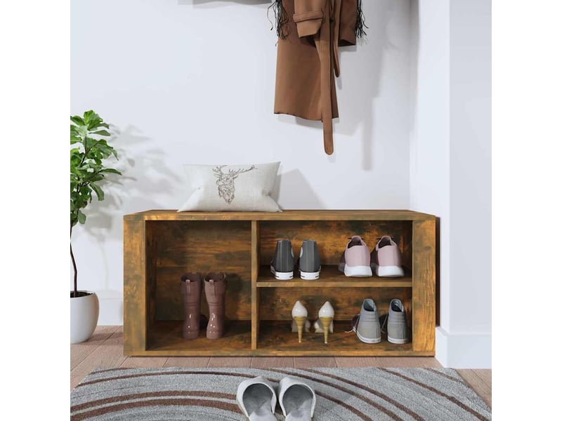  Meuble à chaussure | armoire à chaussures chêne fumé 100x35x45 cm bois d'ingénierie  - Conforama C
