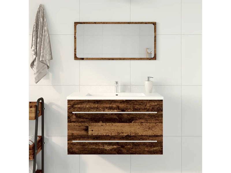  Meuble sous-vasque salle de bain en bois ancien 80x38.5x48cm bois d'ingénierie  - Conforama C