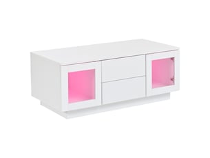 Table basse avec led et rangement 100x50x40 cm mdf blanc