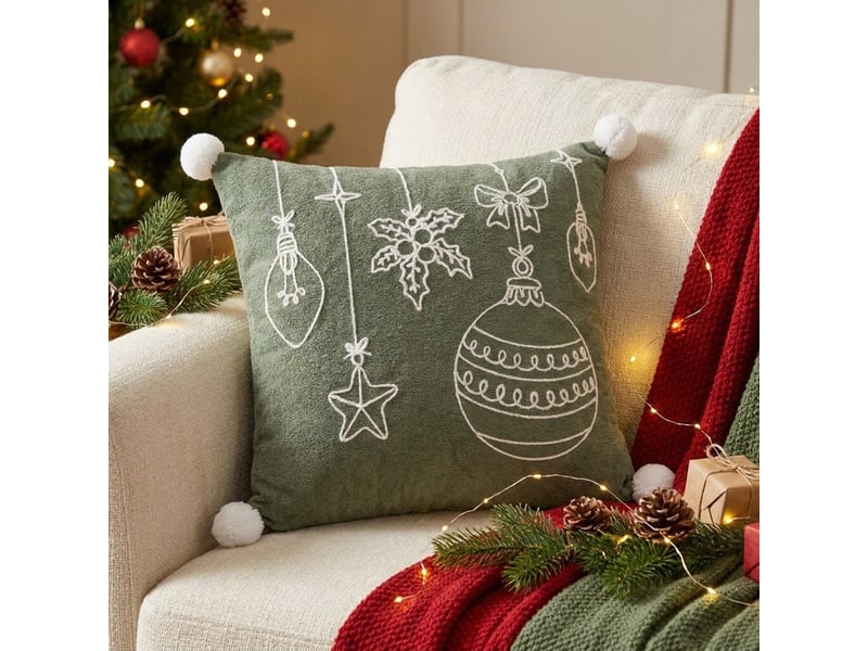  Coussin décoratif brodé déhoussable sylwen - vert foncé  - Conforama B