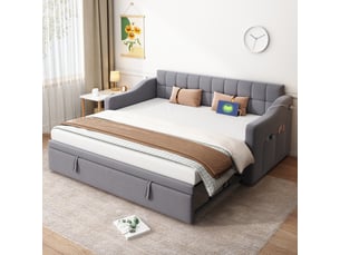 Lit banquette 90x190 cm <strong>SAPGAKS</strong> <strong></strong> coloris gris