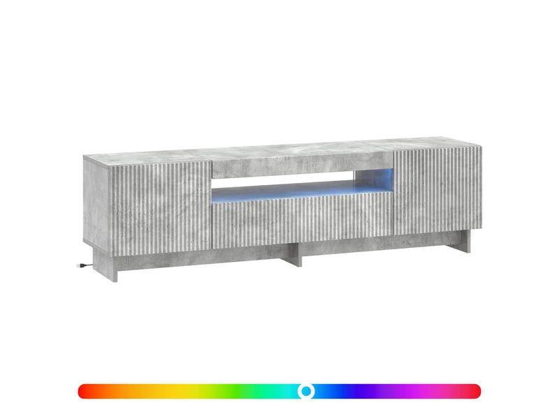  Meuble tv - banc tv - meuble de rangement led gris béton bois d'ingénierie  - Conforama C