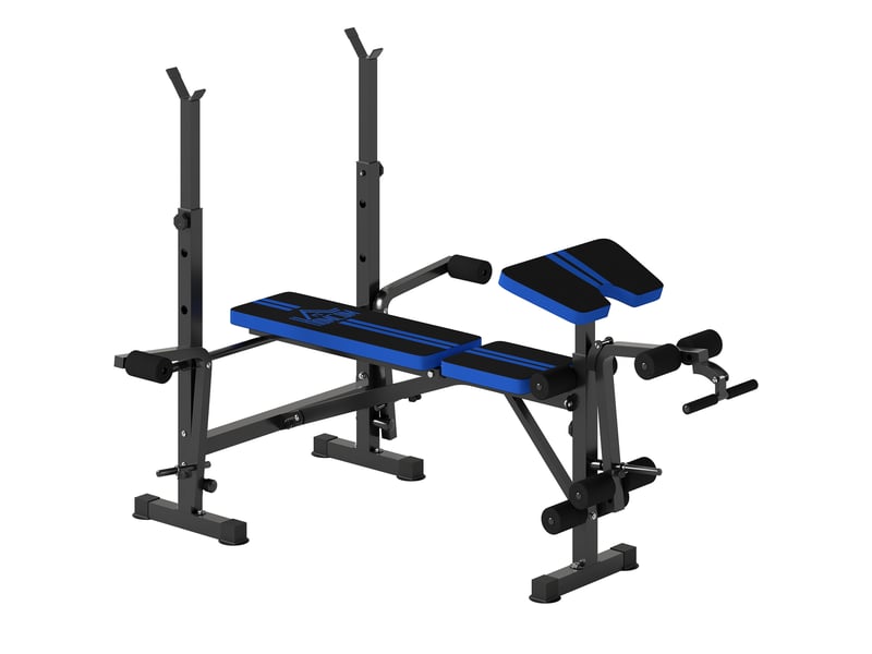 Banc de musculation avec dossier et support pour haltères réglables pour entraînement à domicile - noir - Conforama A