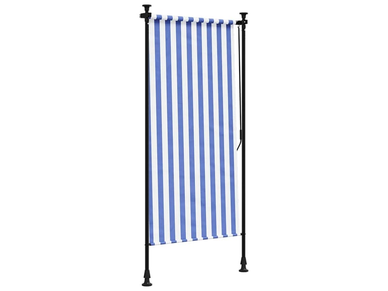 Store enrouleur, store roulant d'extérieur bleu et blanc 100x270 cm tissu acier cf47425  - Conforama E