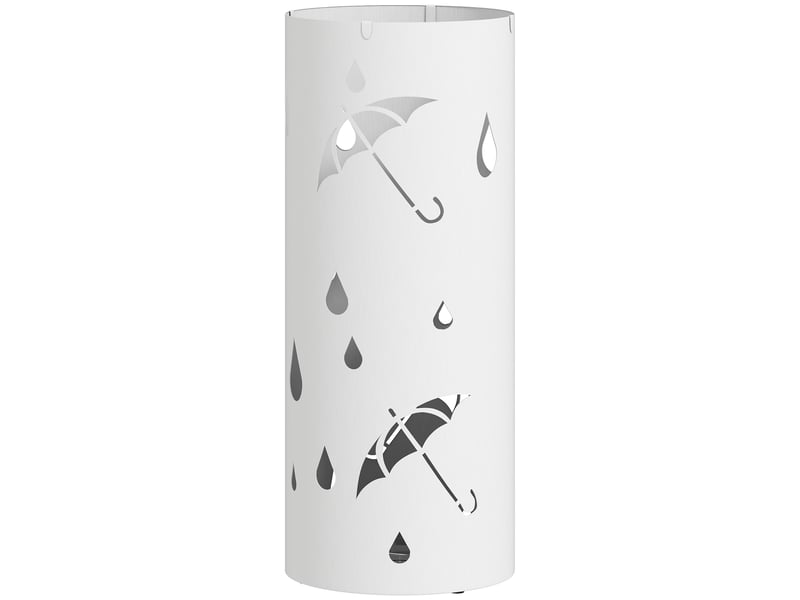  Porte-parapluie en acier, forme colonne, plateau de base amovible, ø 17 x 41 cm (h), blanc  - Conforama B