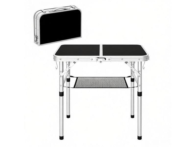 Table pliante de camping réglable avec filet de rangement 60 x 40 cm noire homvra  - Conforama A