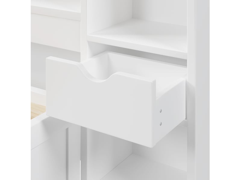  Lit 2 places 140x200 cm – blanc – tête et pied de lit avec rangements, 3 tiroirs, led et usb – sans matelas  - Conforama E