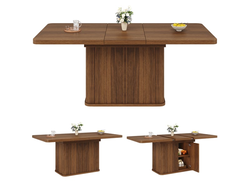  Table extensible effet bois foncé avec rangement, 140 à 180 cm Fay Lum - Conforama A