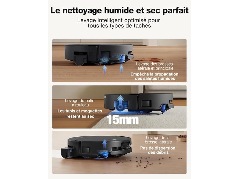 ECOVACS DEEBOT T90 Pro Omni Robot Aspirateur Laveur, 30000Pa, PowerBoost,OZMO Roller 3.0,TruEdge 3.0 30000Pa, TruEdge 3.0, YIKO - Conforama W