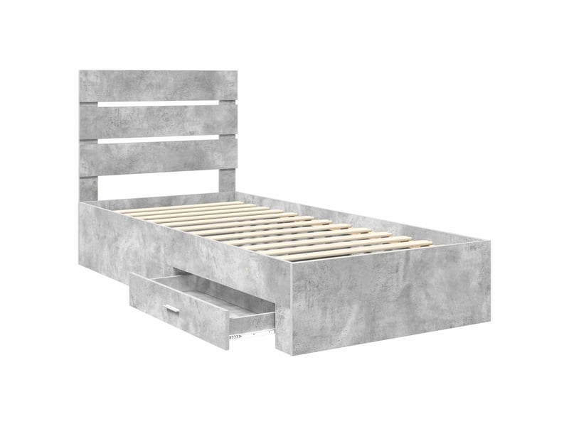 Lit simple- lit adulte - cadre de lit gris béton 100 x 200 cm bois d'ingénierie - Conforama D