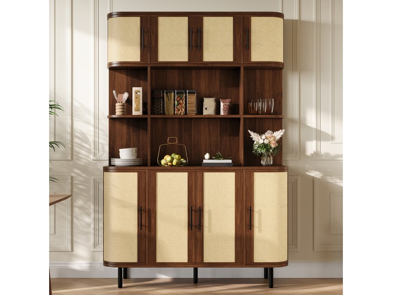  Buffet haut 8 portes rangement 120 x 180 cm noyer evryae  - Conforama B