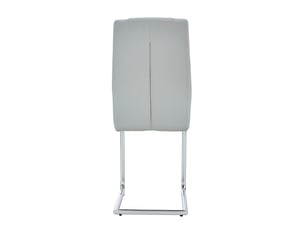 Lot de chaises 4 pièces revêtement en cuir pu gris clair dossier à effet filet pieds en métal brillant argenté et patins antidérapants style intemporel et polyvalent