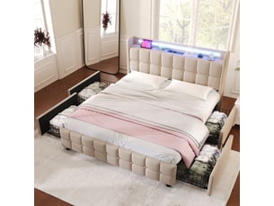 Lit coffre 180x200 cm   Qualité haut de gamme coloris beige