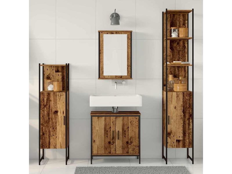 Ensemble de mobilier de salle de bain 4 pc marron cf64521 - Conforama D