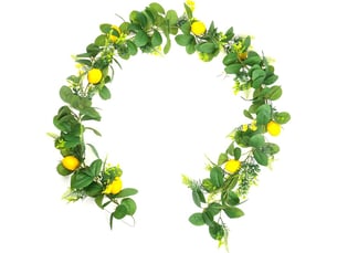 Guirlande de fruits printaniers de 1,80 m, citrons artificiels, guirlande jaune d'été pour décoration de porte d'entrée, mur, table.