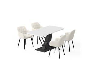 Vicco ensemble de table à manger, blancnoir, 120x80cm avec 4 chaises de salle à manger