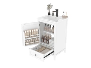 Meuble salle de bain sur pied 51x46x85cm avec meuble vasque en céramique blanc