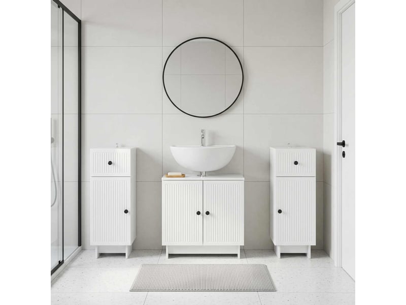  Ensemble de meuble de salle de bain 3 pièces ede blanc brillant cf63404  - Conforama B