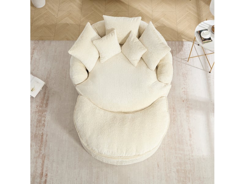 Fauteuil lounge large avec repose-pieds et coussins beige evryae - Conforama D