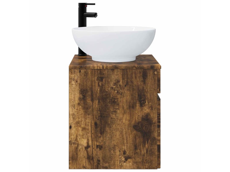  Meuble de lavabo mural, rangement salle de bain chêne fumé 49x44.5x66.5 cm  - Conforama C