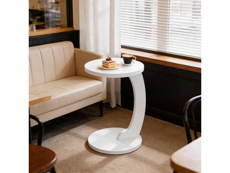  Table d'appoint ronde en c en mdf blanc, diamètre 38 cm  - Conforama B