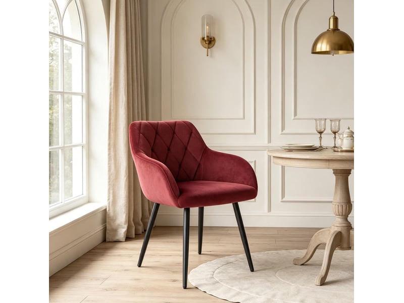  Chaise de salle à manger avec accoudoirs 44,5x46,5x79 cm métal rouge  - Conforama C