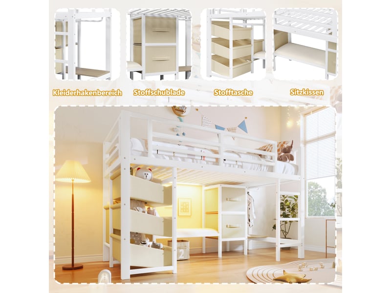  Lit en métal blanc 90x200 cm  - Conforama D