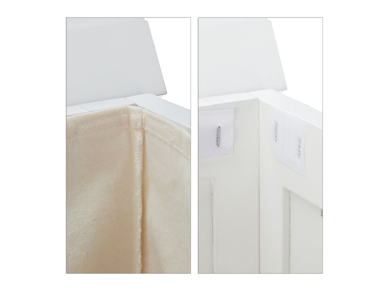  Panier à linge style campagnard salle de bain 60 x 40 x 40 cm avec couvercle en bois de pin blanc 13_0009013  - Conforama D