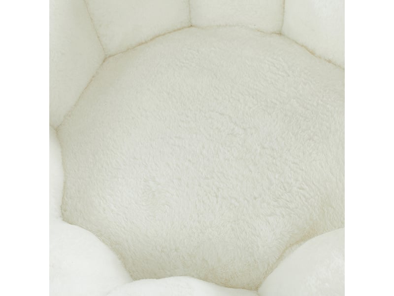  Pouf forme fleur avec repose-pieds en tissu imitation fourrure blanc crème W3465P504435 - Conforama E