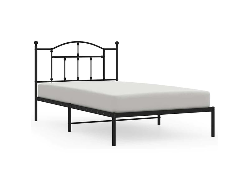  Lit simple- lit adulte -  cadre de lit métal sans matelas avec tête de lit noir 100x200cm  - Conforama A