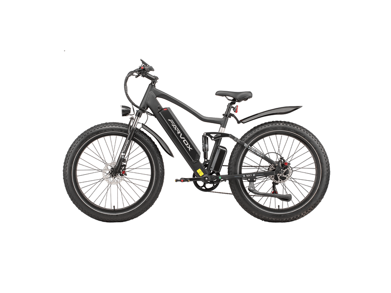 Vélo électrique farvox mx1, fatbike 26, 624 wh, double suspension, noir et bleu - Conforama B