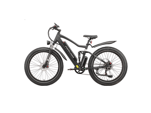Vélo électrique farvox mx1, fatbike 26, 624 wh, double suspension, noir et bleu