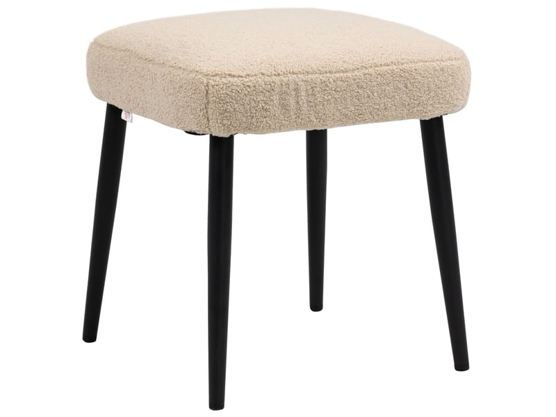  Pouf carré beige effet cachemire 42x42x47 cm à pieds en acier  - Conforama A