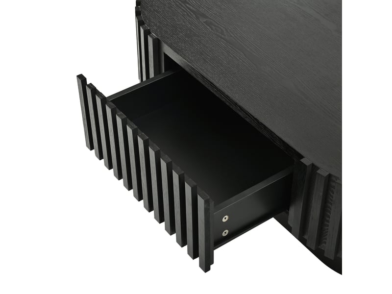Table basse ovale avec tiroir 100x50x35,5 cm en mdf noir - Conforama R