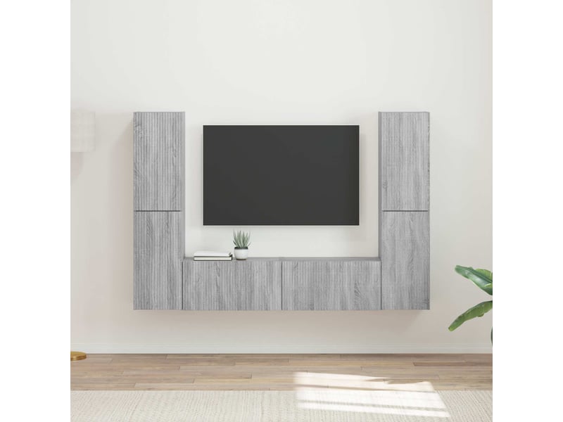  Ensemble meuble tv - banc tv - meuble de rangement 6 pcs sonoma gris bois d'ingénierie  - Conforama B