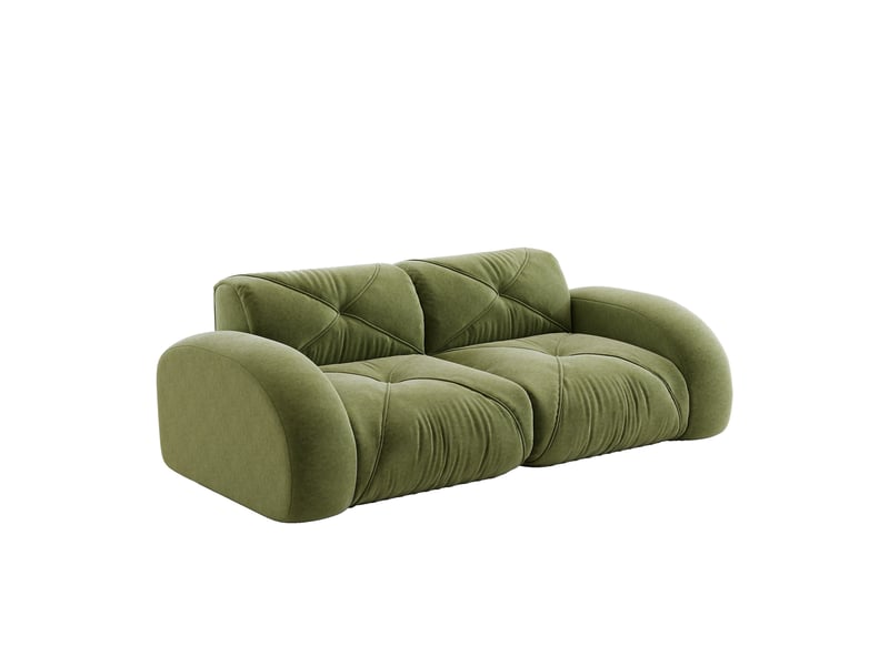 Canapé modulable 2 places 204 cm canapé sans armature en tissu chenille avec mousse haute densité 32d, design antidérapant, sans montage, vert Seren Glow - Conforama A