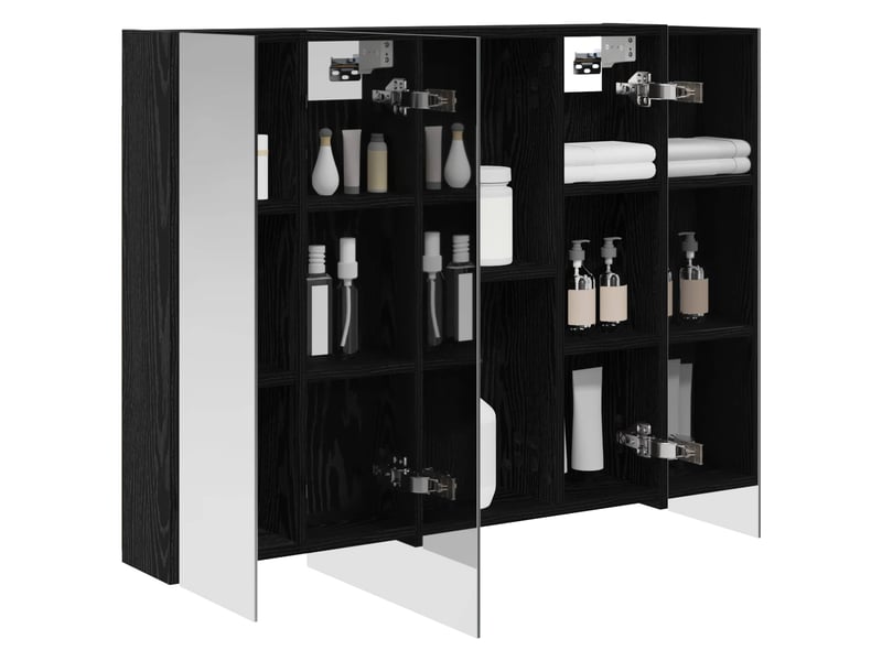 Armoire miroir salle de bain, meuble de rangement chêne noir 80x14.5x70 cm shl4262 - Conforama C