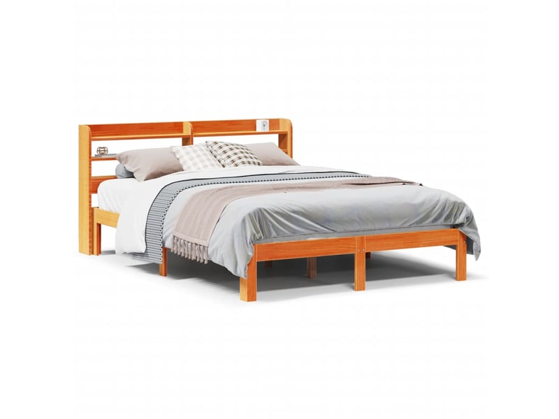  Lit double- lit adulte -  cadre de lit sans matelas  marron 135x190cm bois pin massif  - Conforama A