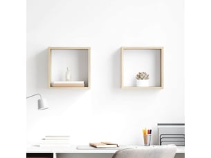 Lot de 2 étagères cube murales, armoires de rangement chêne sonoma 30x15x30 cm cf42734