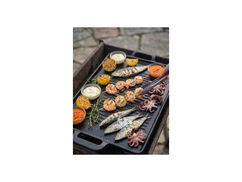 Plancha rectangulaire 44cm fonte d'acier tous feux dont induction four noir arthur martin am4401  - Conforama C