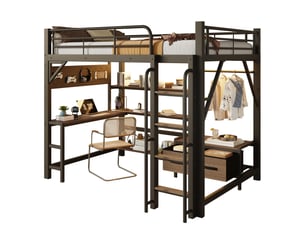 Lit mezzanine 140x200 cm <strong>COVREO </strong> <strong></strong> coloris noir