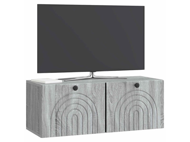  Meuble tv - banc tv - meuble de rangement mural sonoma gris 78,5 x 31 x 30 cm bois d'ingénierie  - Conforama C