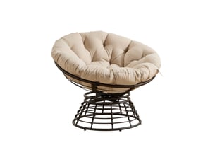 Chaise papasan pivotante 92x67 cm rotin pe métal beige