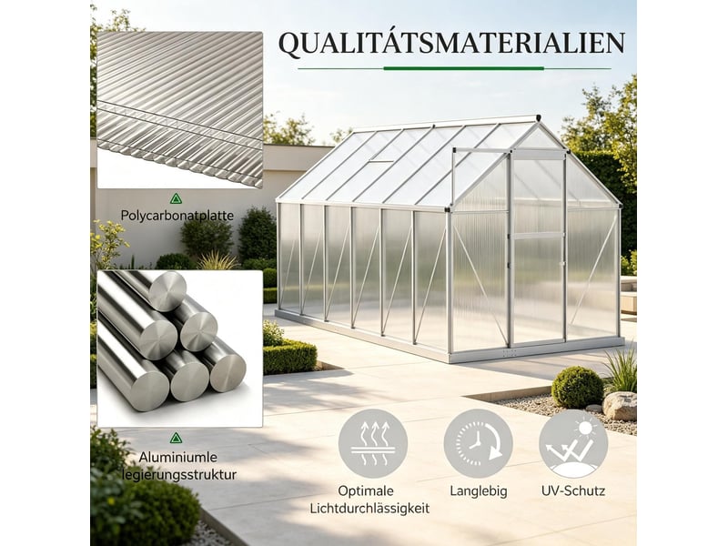  Serre de jardin 375x190x199 cm structure en métal argenté transparent  - Conforama D