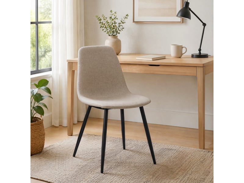  Chaises de salle à manger lot de 2  - pieds en métal antirouille, tissu anti-taches - blanc  - Conforama E